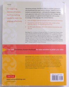 Elementary Korean second edition Tuttle Ross King JaeHoon Yeon back cover