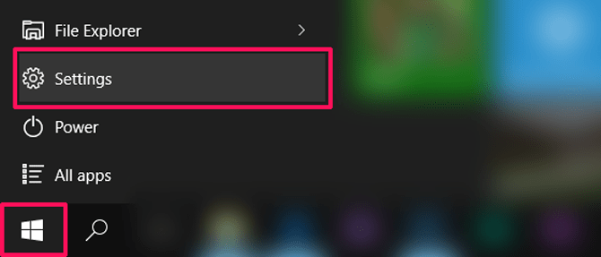 Windows 10 Click settings as step 1 for setting up keyboard